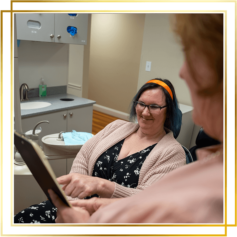 Patient asking questions about dental procedure